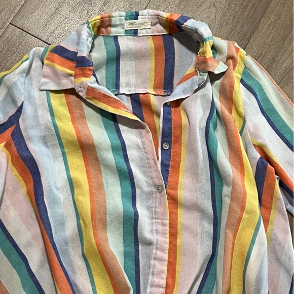 ☀️2/$22☀️Just Living Multi Coloured Striped Shirt - Picture 4 of 6